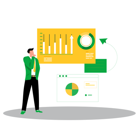 Mann analysiert Daten  Illustration