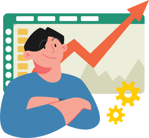 Mann analysiert Daten  Illustration