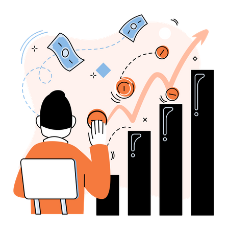 Mann analysiert Diagramme  Illustration