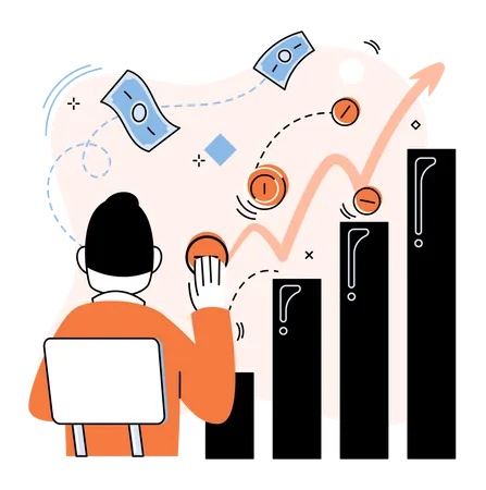 Mann analysiert Diagramme  Illustration