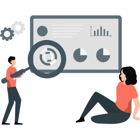 Mann analysiert Geschäftsdiagramm  Illustration