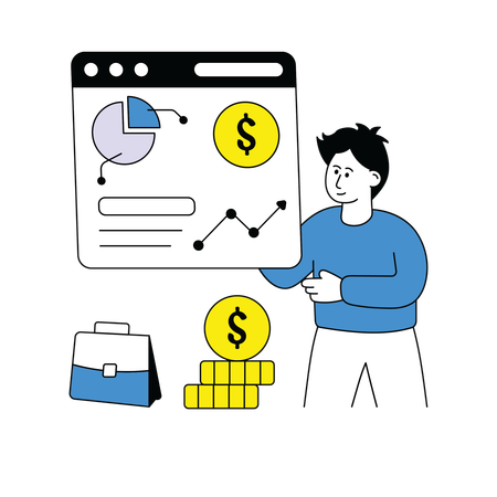 Mann analysiert Geschäftsgewinn  Illustration