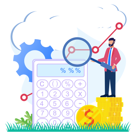 Mann analysiert Geschäftsgewinn  Illustration