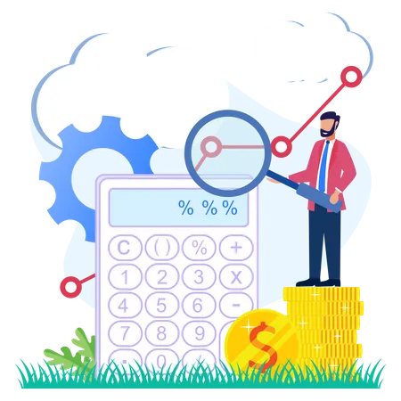 Mann analysiert Geschäftsgewinn  Illustration