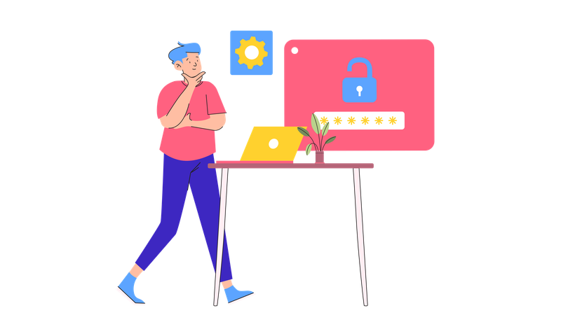 Mann analysiert Passwort  Illustration