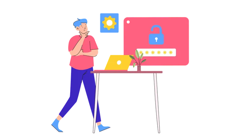 Mann analysiert Passwort  Illustration