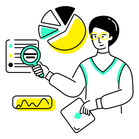 Mann analysiert statistische Daten  Illustration