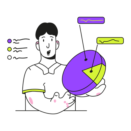 Mann analysiert Unternehmensstatistiken  Illustration