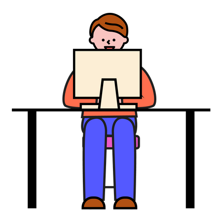 Mann arbeitet am Computer  Illustration