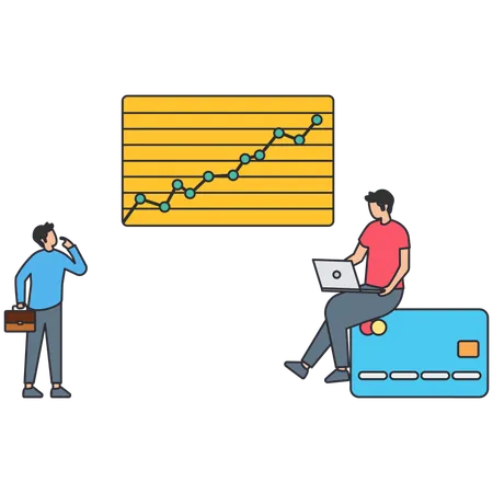 Mann arbeitet am Debitkartenservice  Illustration