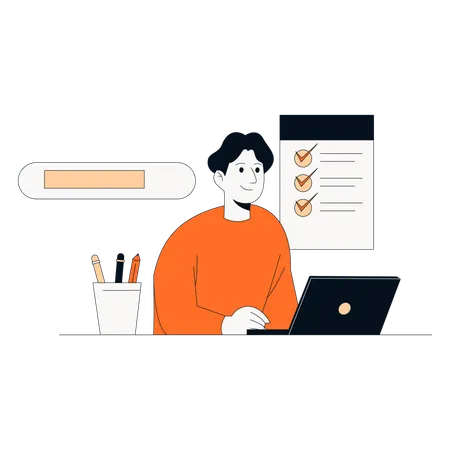 Mann arbeitet am Laptop  Illustration