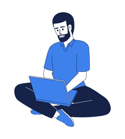 Mann arbeitet am Laptop  Illustration