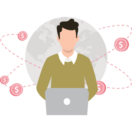 Mann arbeitet am Laptop  Illustration
