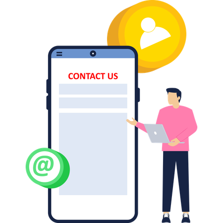 Mann arbeitet am mobilen Support  Illustration