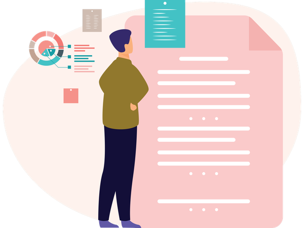 Mann arbeitet am Schreiben von Inhalten  Illustration