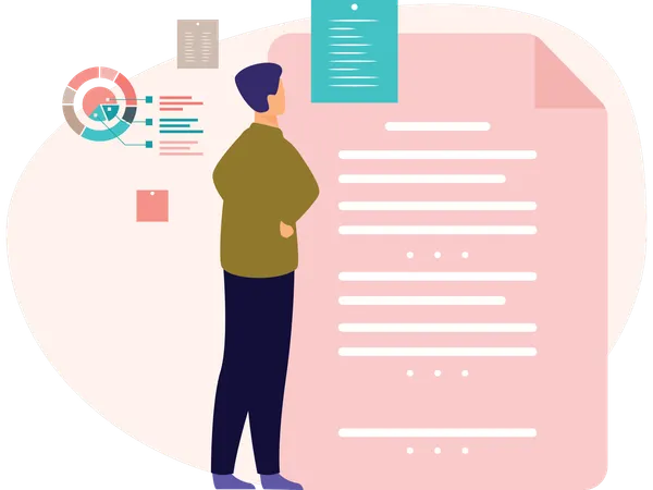 Mann arbeitet am Schreiben von Inhalten  Illustration