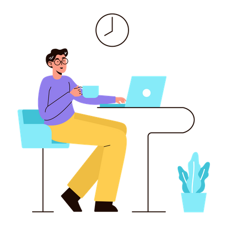 Mann arbeitet am Schreibtisch  Illustration