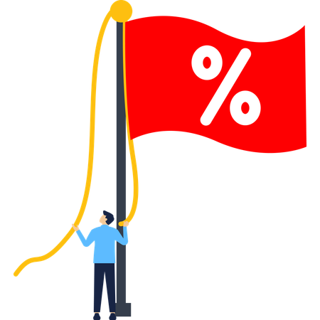 Mann arbeitet an der Inflationsrate von Unternehmen  Illustration