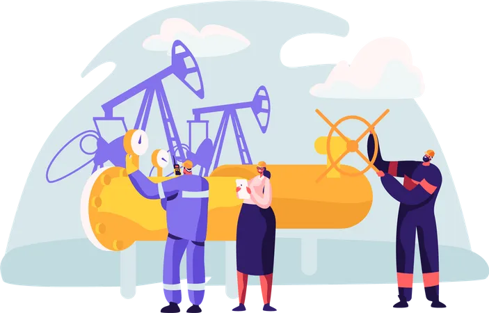 Mann arbeitet an der Pipeline  Illustration