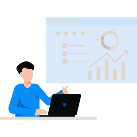 Mann arbeitet an Diagramm  Illustration