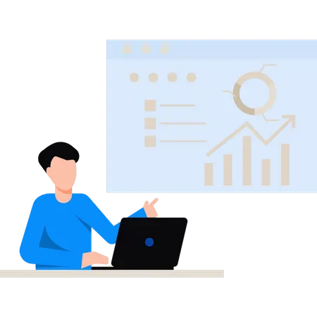 Mann arbeitet an Diagramm  Illustration