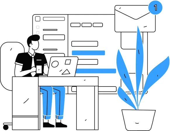 Mann bearbeitet Geschäftspost  Illustration