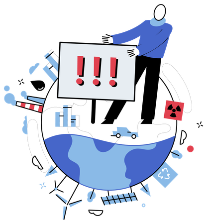 Mann arbeitet an Kohlenstoffemissionen  Illustration