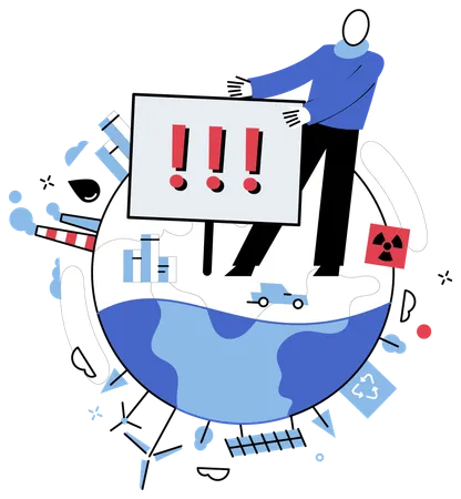 Mann arbeitet an Kohlenstoffemissionen  Illustration