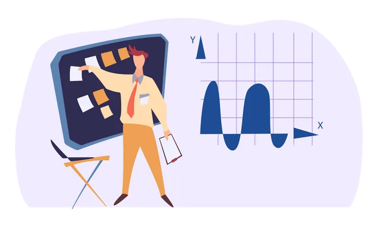 Mann arbeitet an Geschäftsplan  Illustration