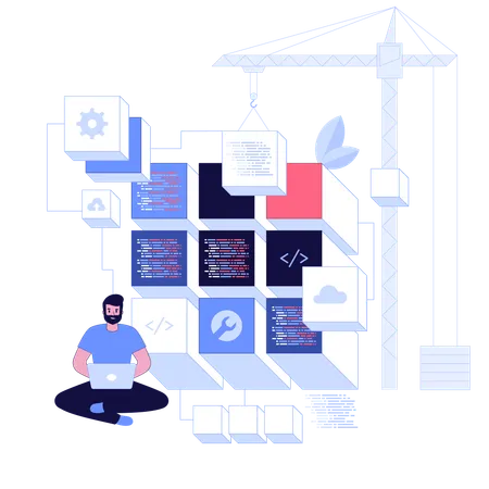 Mann, der an der Webentwicklung arbeitet  Illustration