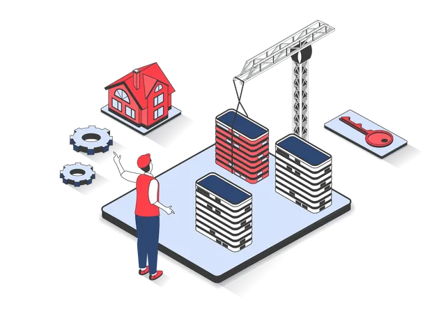 Mann arbeitet auf der Baustelle  Illustration