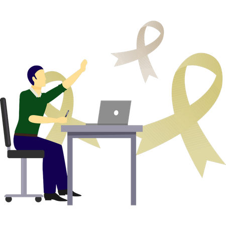 Mann arbeitet am Aids-Tag  Illustration