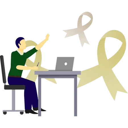 Mann arbeitet am Aids-Tag  Illustration