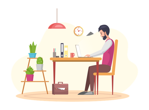 Mann arbeitet im Büro  Illustration