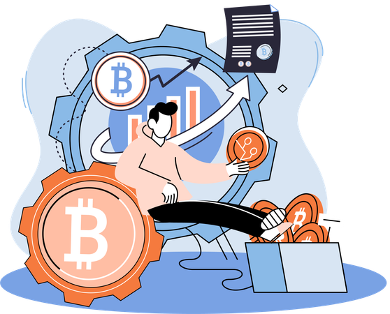 Mann arbeitet im Cyberbanking  Illustration
