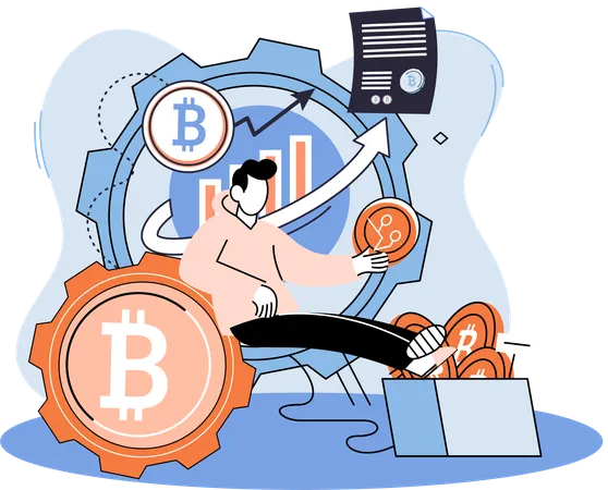 Mann arbeitet im Cyberbanking  Illustration