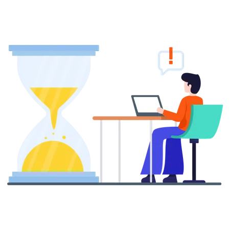Mann arbeitet mit Deadline  Illustration