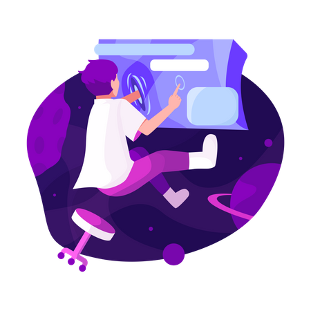 Mann arbeitet mit Metaverse  Illustration