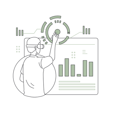 Mann arbeitet mit VR-Technologie  Illustration