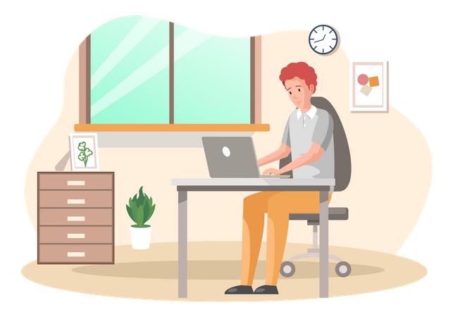 Mann arbeitet von zu Hause aus  Illustration
