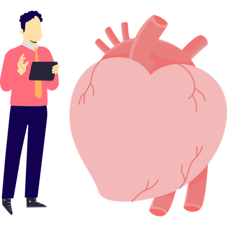Der Arzt zeigt eine Herzschwellung  Illustration