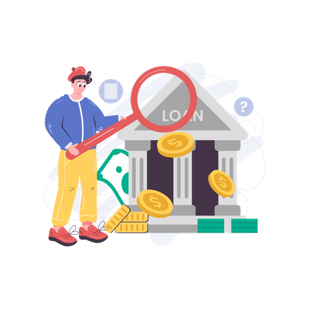 Mann auf der Suche nach Darlehen  Illustration