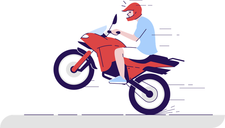 Mann auf Motorrad macht Stunt  Illustration