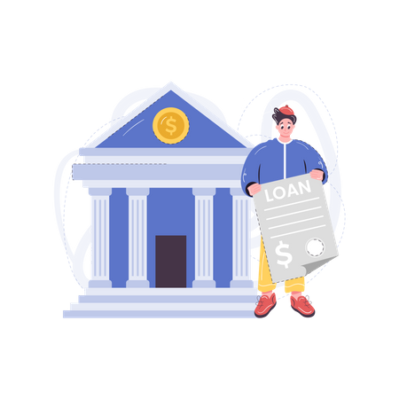 Mann beantragt einen Kredit  Illustration
