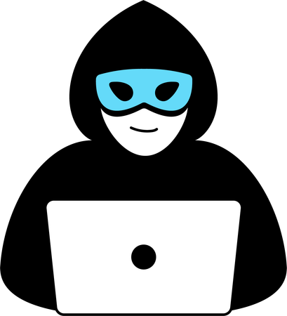 Mann begeht Cyberkriminalität  Illustration