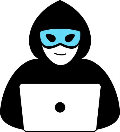 Mann begeht Cyberkriminalität  Illustration