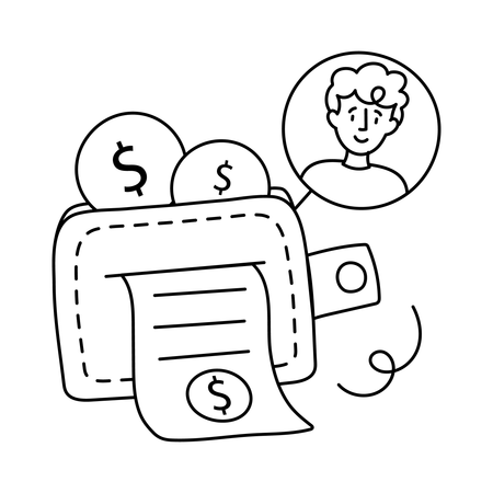 Mann bei der elektronischen Rechnungszahlung  Illustration