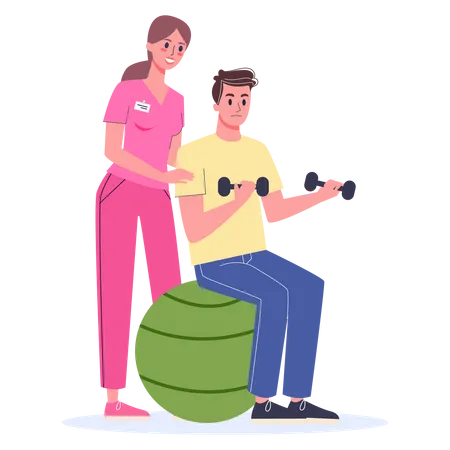 Mann bei Physiotherapie  Illustration