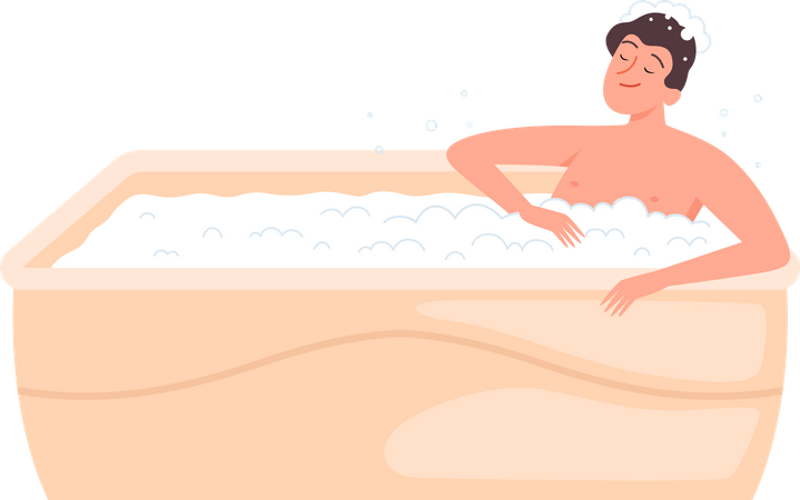 Mann der badet  Illustration