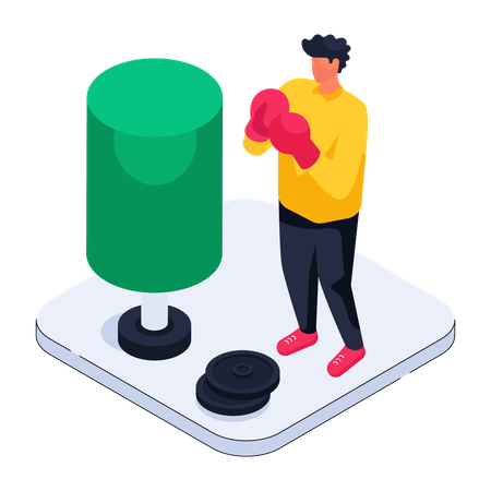 Mann beim Boxen  Illustration